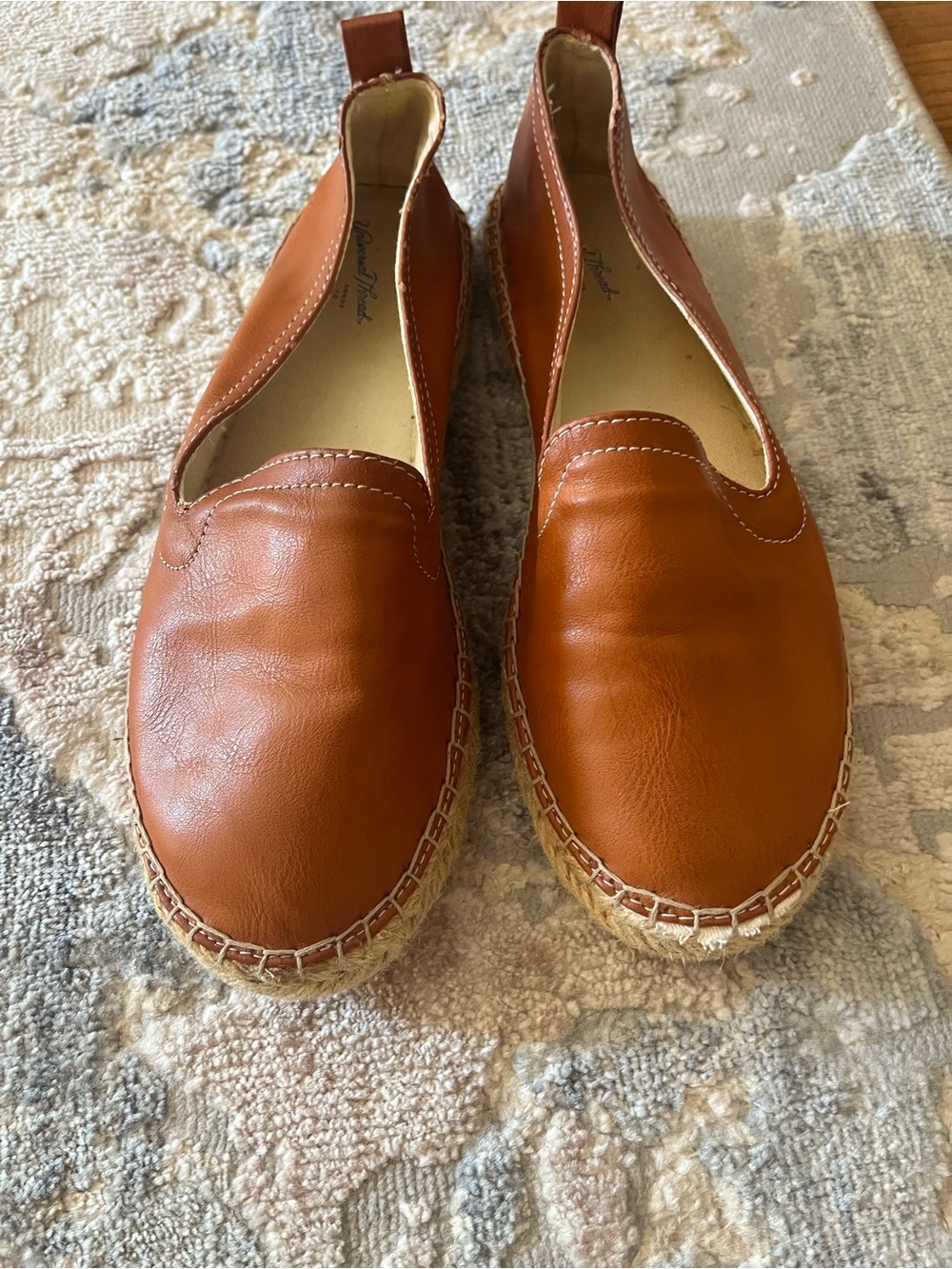 Leather Espadrille Slip-On Shoe in Cognac